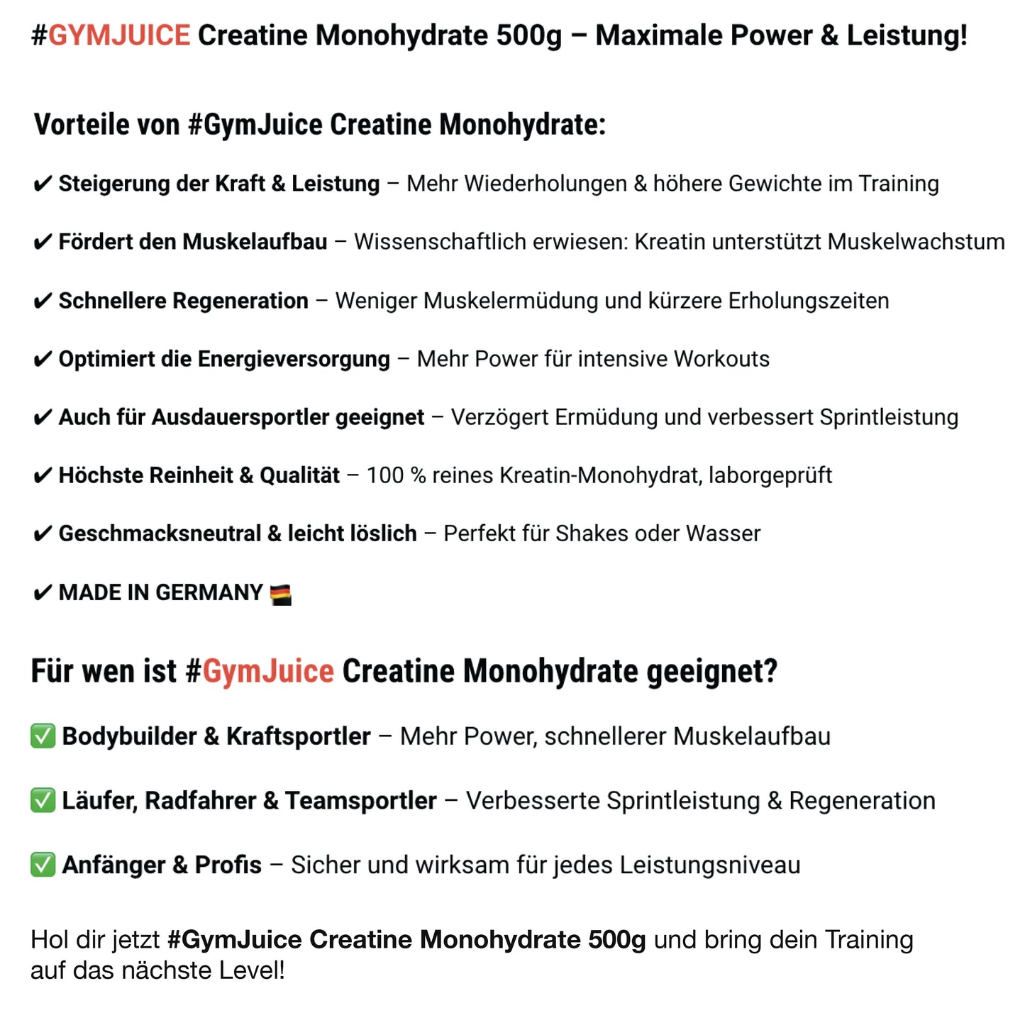 Creatine Monohydrate 500g